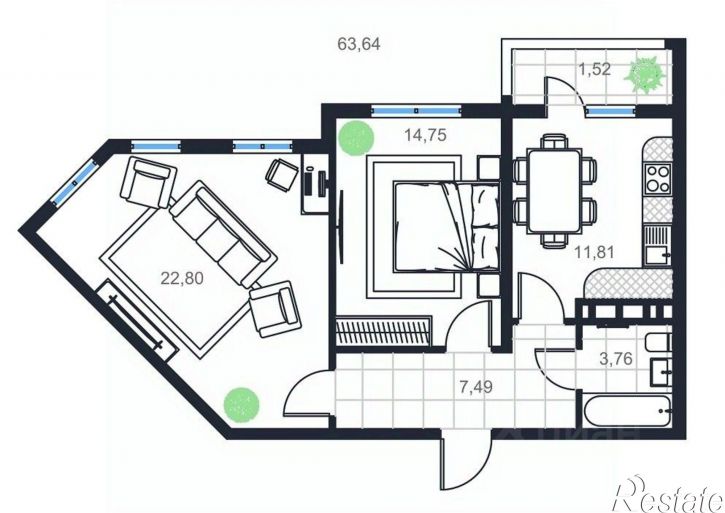 2-комн квартира в новом доме проспект Акулиничева